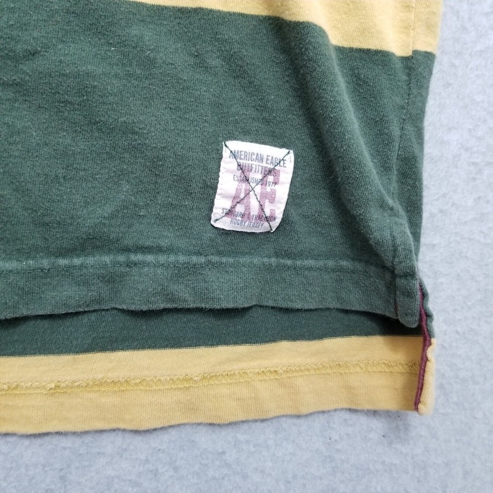 American Eagle Polo Shirt Mens Small Green‎ Short Sleeve Striped Cotton - Picture 2 of 13